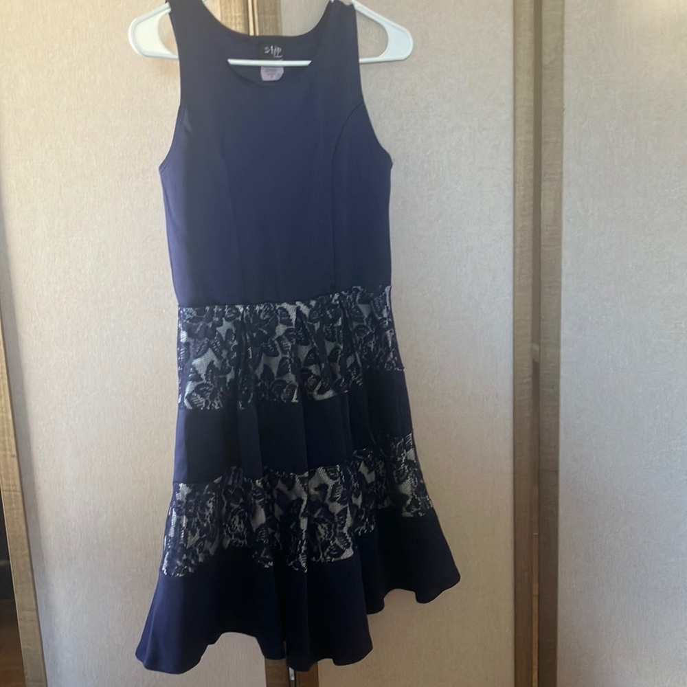 FINAL MARKDOWN Girls 2-hip Elegant Navy Blue Kids Dress 16